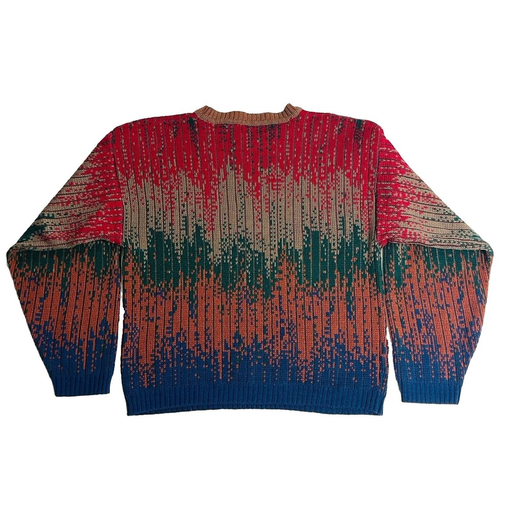 VTG  Ambassador Sweater Men's L 100% Acrylic 70s 80s Multicolor Abstract Knit